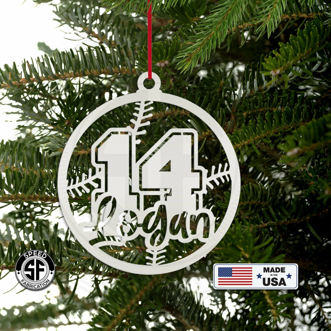 Speed Fabrication Personalized Name & Number Baseball Metal Christmas/Holiday Ornament Christmas Metal Signs