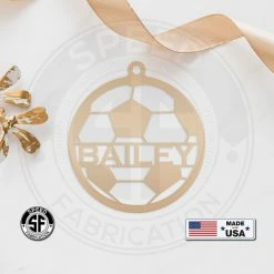 Speed Fabrication Personalized Soccer Metal Christmas/Holiday Ornament