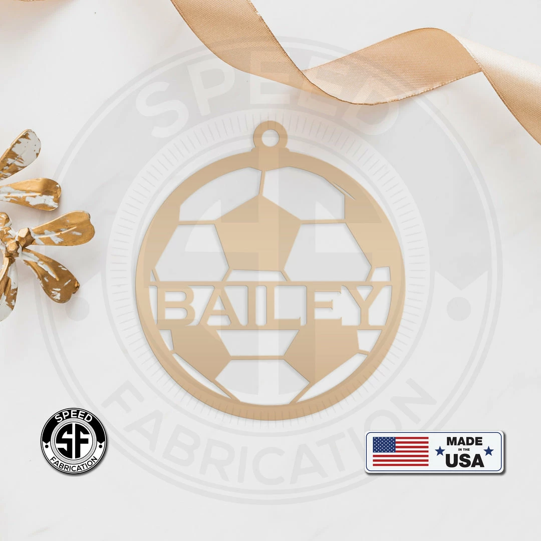 Speed Fabrication Personalized Soccer Metal Christmas/Holiday Ornament