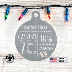 Speed Fabrication Personalized Baby Announcement Metal Christmas/Holiday Ornament