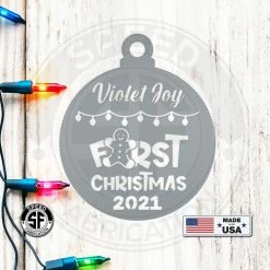 Speed Fabrication Personalized Baby's 1st Christmas Metal Ornament