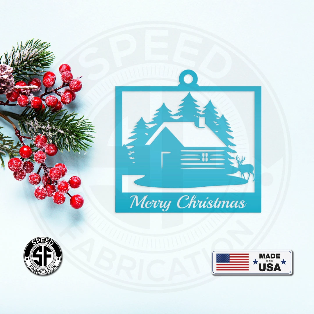 Speed Fabrication Assorted Outdoor Cabin, Deer And Doe Merry Christmas Metal Ornaments