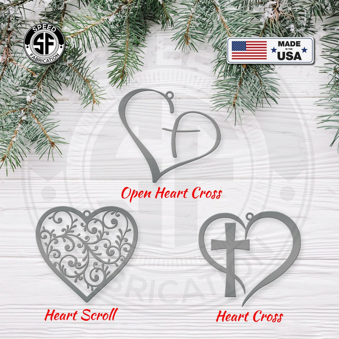 Speed Fabrication Assorted Heart Metal Christmas/Holiday Ornaments