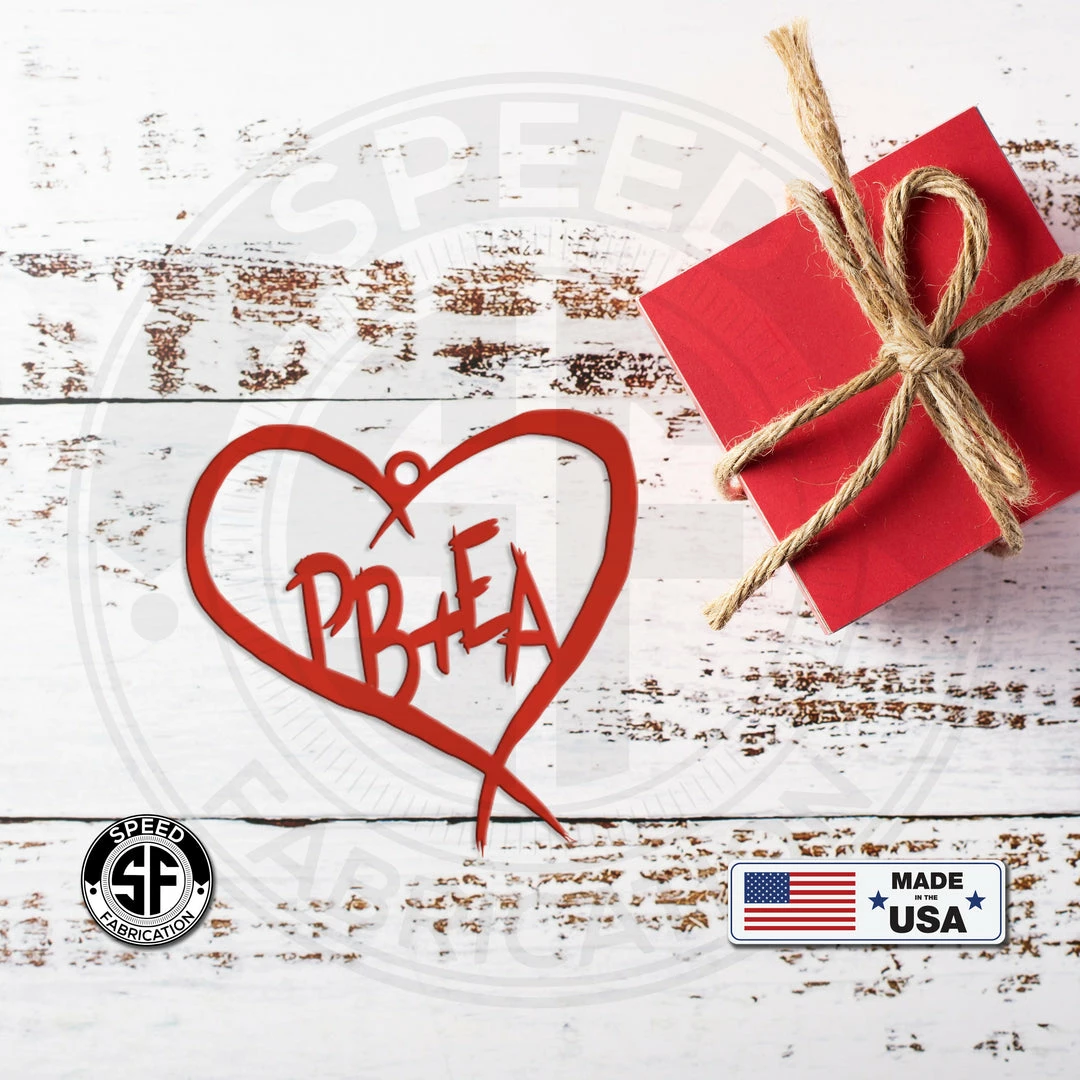 Speed Fabrication Personalized Carved Heart Initials Metal Christmas/Holiday Ornament Heart/Love Metal Signs