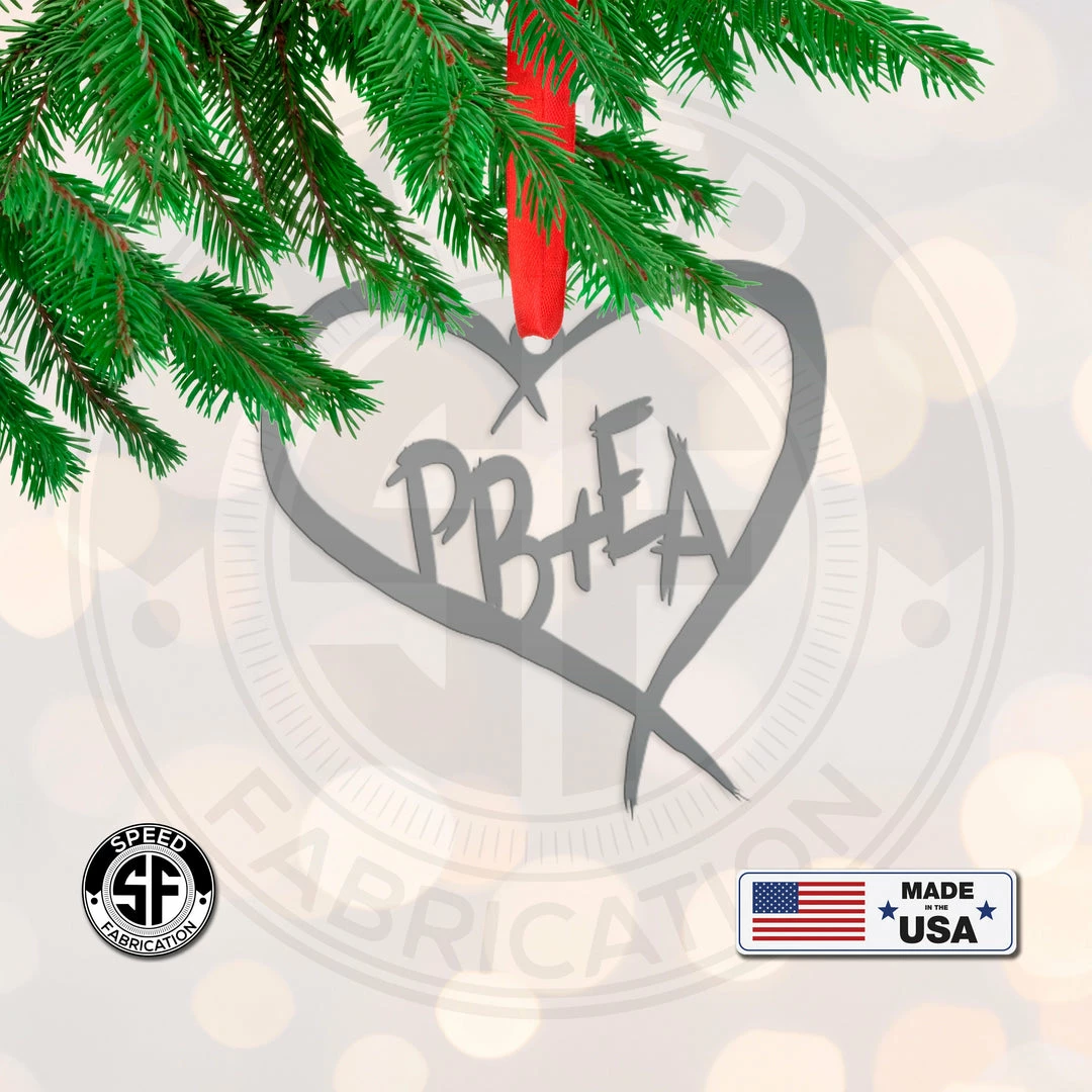 Speed Fabrication Personalized Carved Heart Initials Metal Christmas/Holiday Ornament Heart/Love Metal Signs