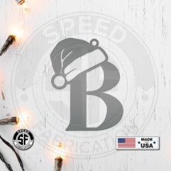 Speed Fabrication Santa Hat Monogram Letter Metal Christmas/Holiday Ornament Christmas Metal Signs