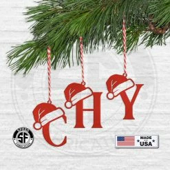 Speed Fabrication Santa Hat Monogram Letter Metal Christmas/Holiday Ornament Christmas Metal Signs