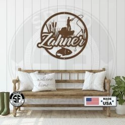 Speed Fabrication Personalized Lake Fishing Scene Metal Sign - Indoor Outdoor - Weatherproof