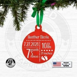 Speed Fabrication Personalized Baby Announcement Metal Christmas/Holiday Ornament