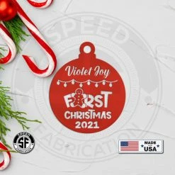 Speed Fabrication Personalized Baby's 1st Christmas Metal Ornament