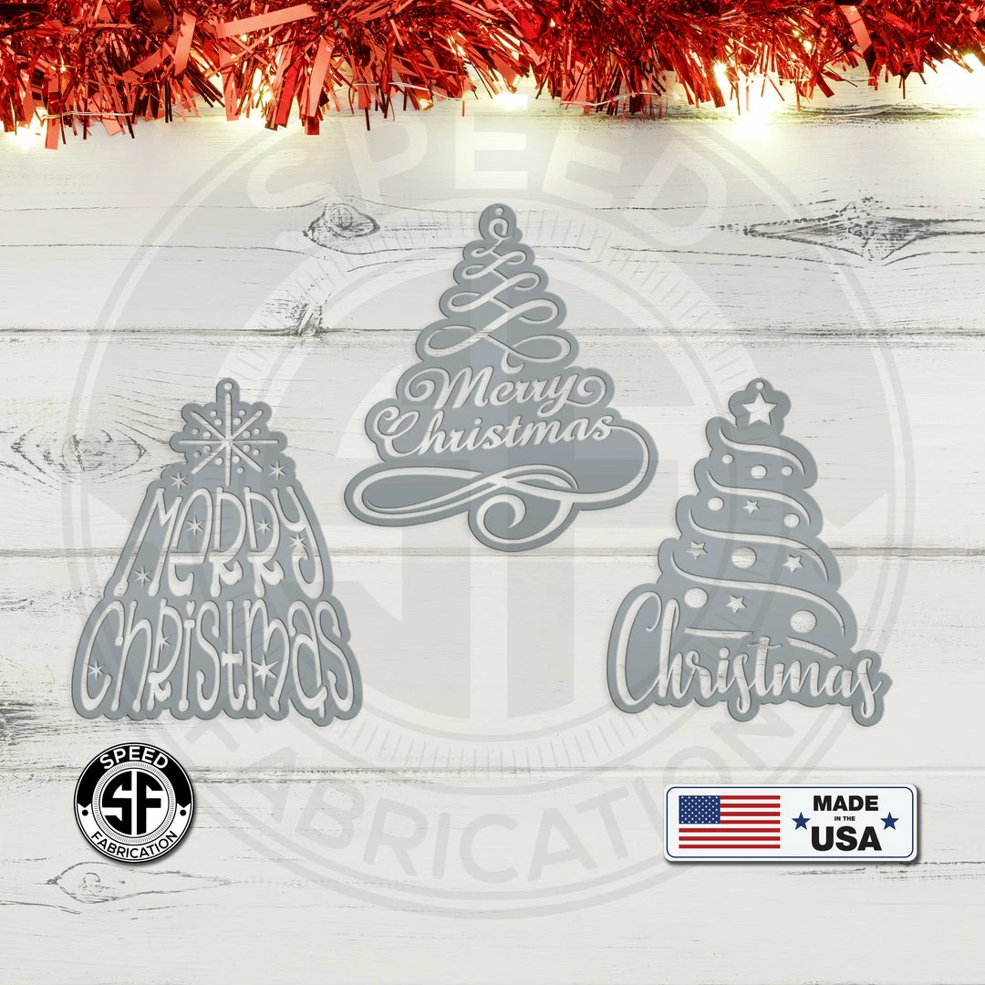 Speed Fabrication Ornaments Assorted Christmas Trees Metal Holiday Ornament