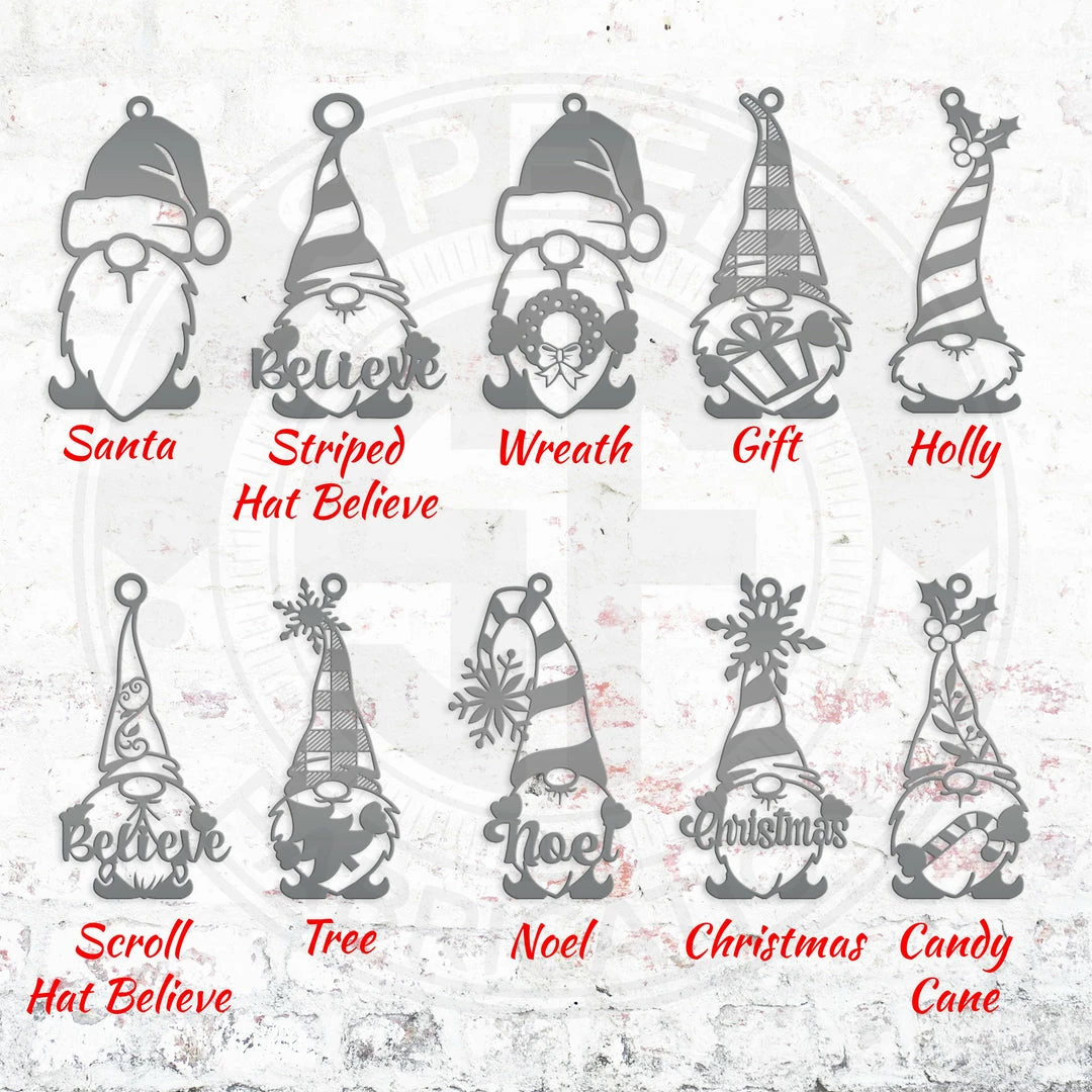 Speed Fabrication Assorted Gnomes Metal Christmas/Holiday Ornaments