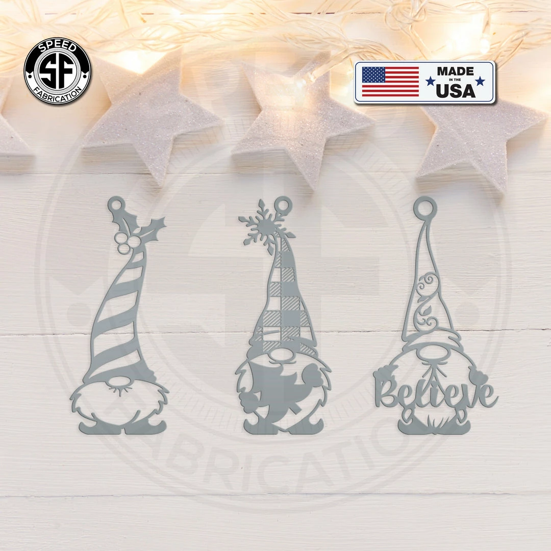 Speed Fabrication Assorted Gnomes Metal Christmas/Holiday Ornaments