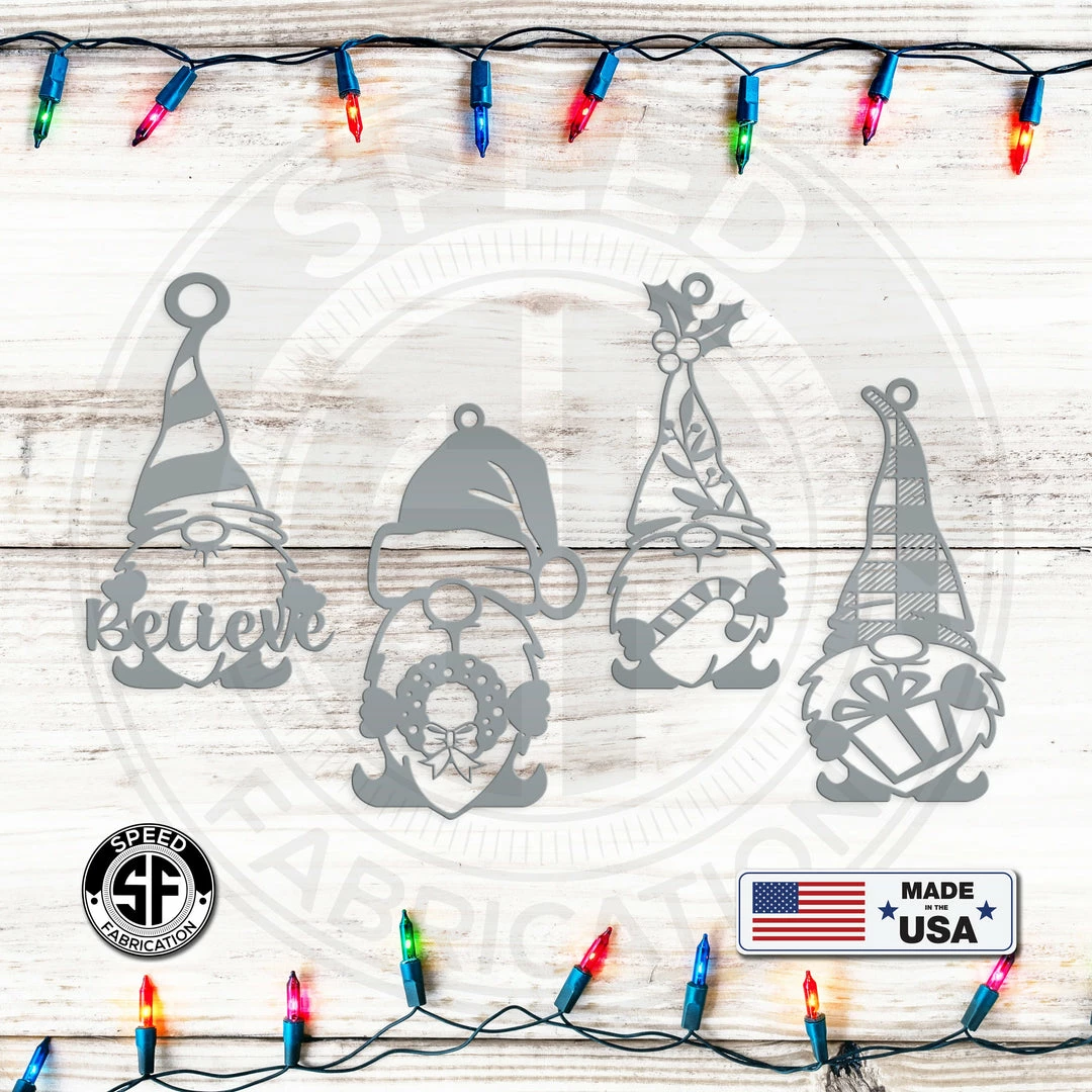 Speed Fabrication Assorted Gnomes Metal Christmas/Holiday Ornaments