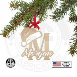 Speed Fabrication Personalized Santa Hat Monogram And Name Metal Christmas/Holiday Ornament