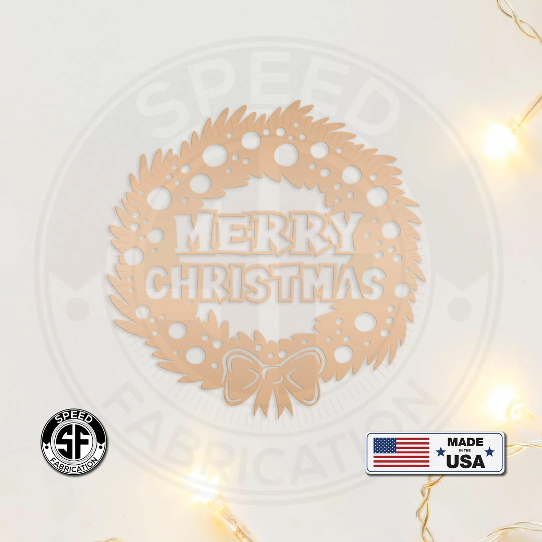 Speed Fabrication Ornaments Merry Christmas Wreath Metal Holiday Ornament