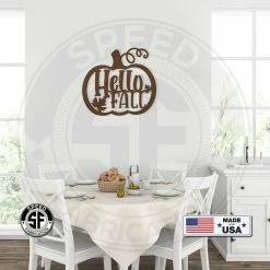 Speed Fabrication Hello Fall Pumpkin Autumn Décor Metal Sign Fall/Autumn Metal Signs