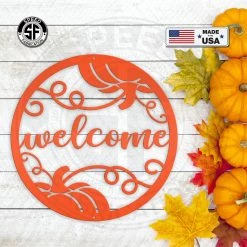 Speed Fabrication Pumpkin Welcome Autumn Décor Metal Sign