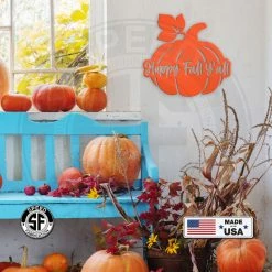 Speed Fabrication Happy Fall Y'all Pumpkin Autumn Décor Metal Sign Fall/Autumn Metal Signs