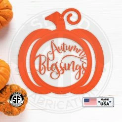 Speed Fabrication Autumn Blessings Pumpkin Fall Décor Metal Sign
