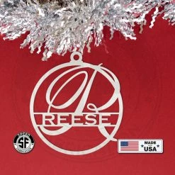 Speed Fabrication Personalized Round Monogram Metal Christmas/Holiday Ornament Christmas Metal Signs