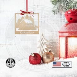 Speed Fabrication Personalized Outdoor Cabin With Deer Metal Christmas/Holiday Ornament Christmas Metal Signs