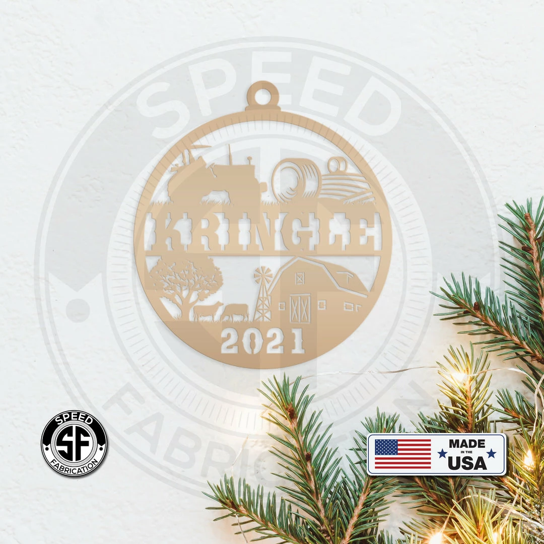 Speed Fabrication Personalized Family Farm With Year Metal Christmas/Holiday Ornament Christmas Metal Signs