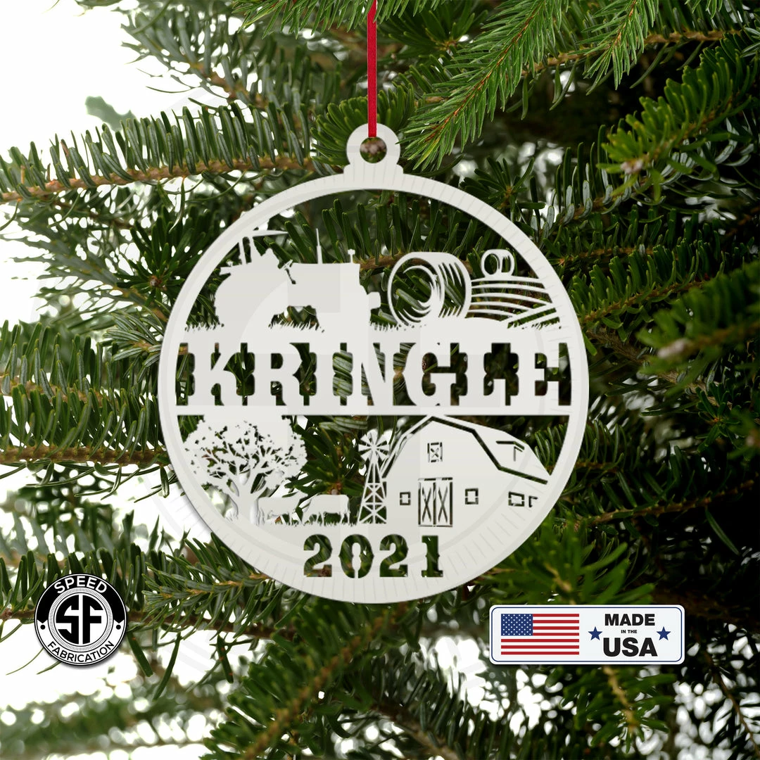 Speed Fabrication Personalized Family Farm With Year Metal Christmas/Holiday Ornament Christmas Metal Signs