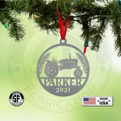 Speed Fabrication Christmas Metal Signs Personalized Tractor And Wheat With Year Metal Christmas/Holiday Ornament