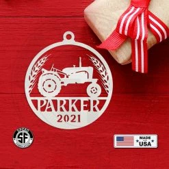 Speed Fabrication Christmas Metal Signs Personalized Tractor And Wheat With Year Metal Christmas/Holiday Ornament