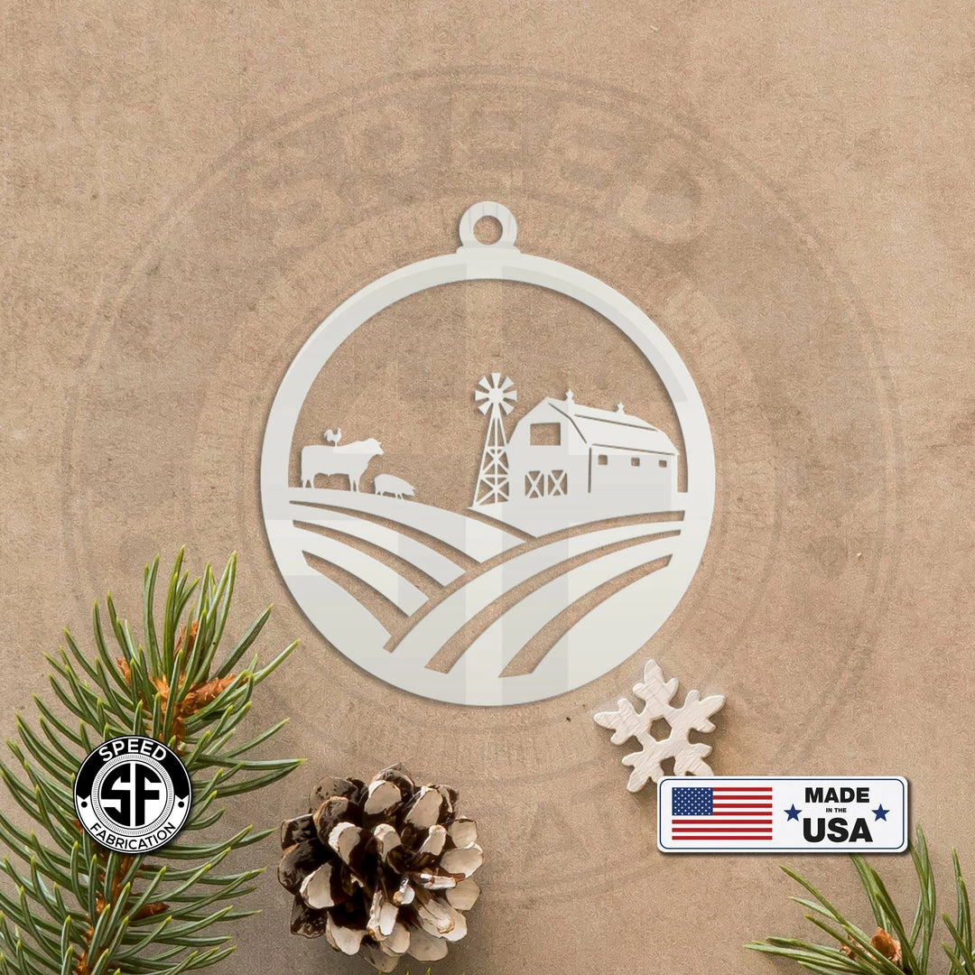 Speed Fabrication Assorted Family Farm, Cow, Pig, Horse, And Chicken Metal Christmas/Holiday Ornaments