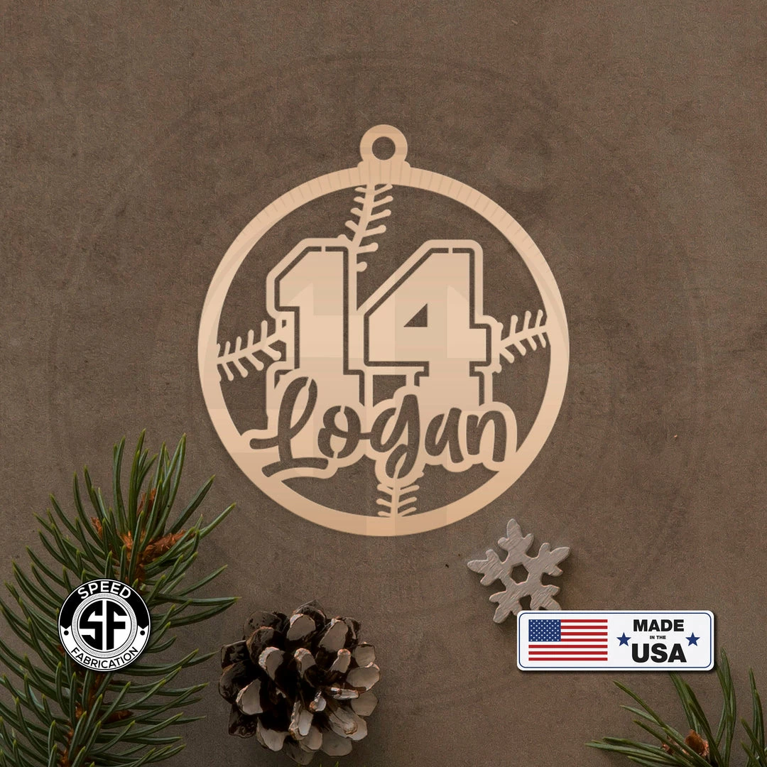 Speed Fabrication Personalized Name & Number Baseball Metal Christmas/Holiday Ornament Christmas Metal Signs