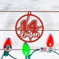 Speed Fabrication Personalized Name & Number Baseball Metal Christmas/Holiday Ornament Christmas Metal Signs