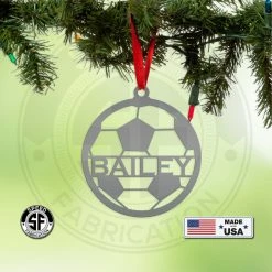 Speed Fabrication Personalized Soccer Metal Christmas/Holiday Ornament