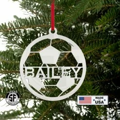 Speed Fabrication Personalized Soccer Metal Christmas/Holiday Ornament