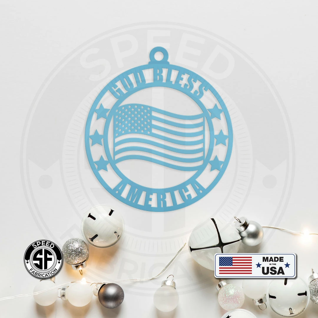 Speed Fabrication Assorted Patriotic American Veteran Metal Christmas Ornament