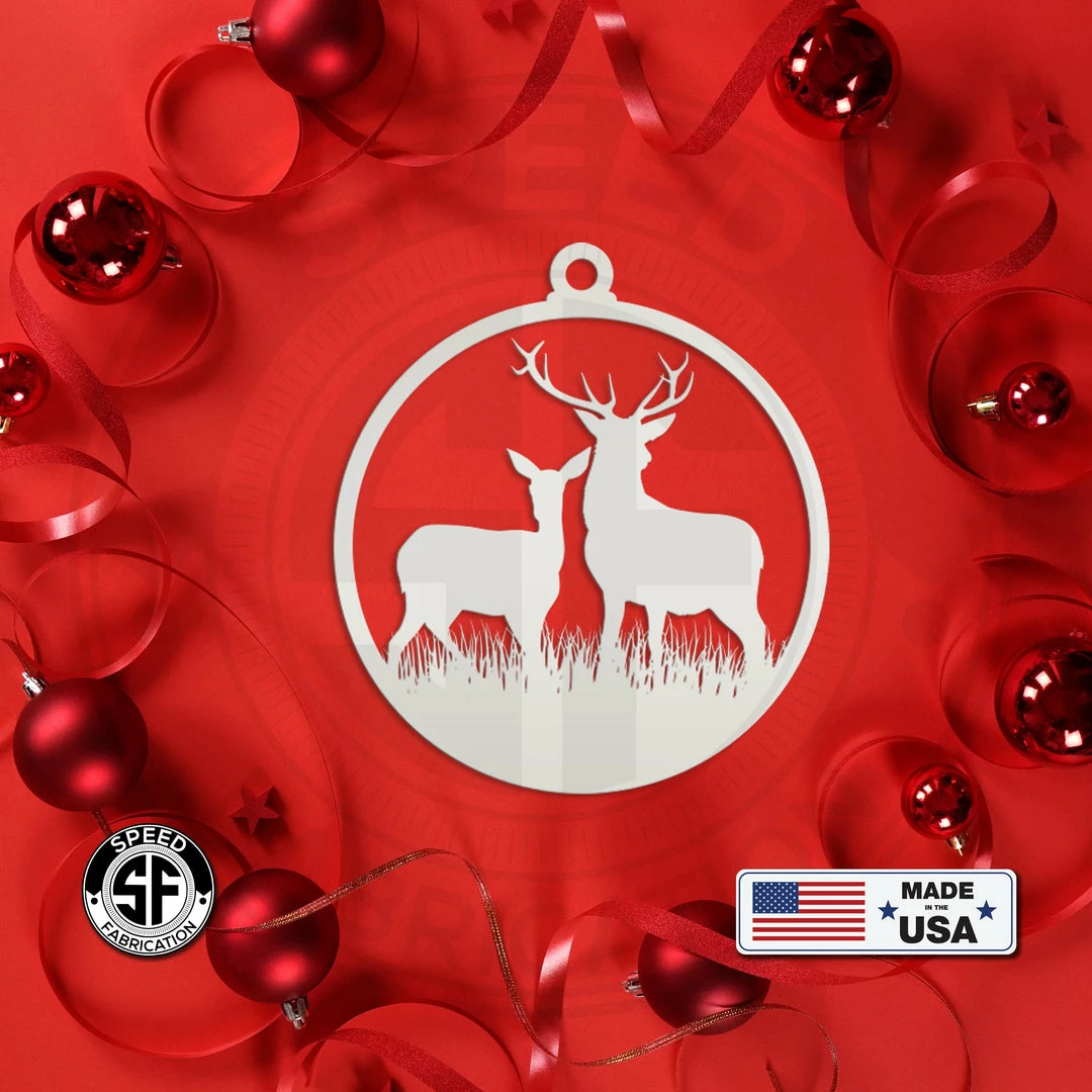 Speed Fabrication Assorted Outdoor Cabin, Deer And Doe Merry Christmas Metal Ornaments