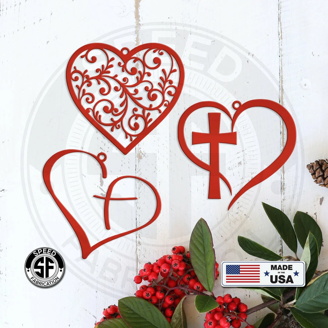 Speed Fabrication Assorted Heart Metal Christmas/Holiday Ornaments