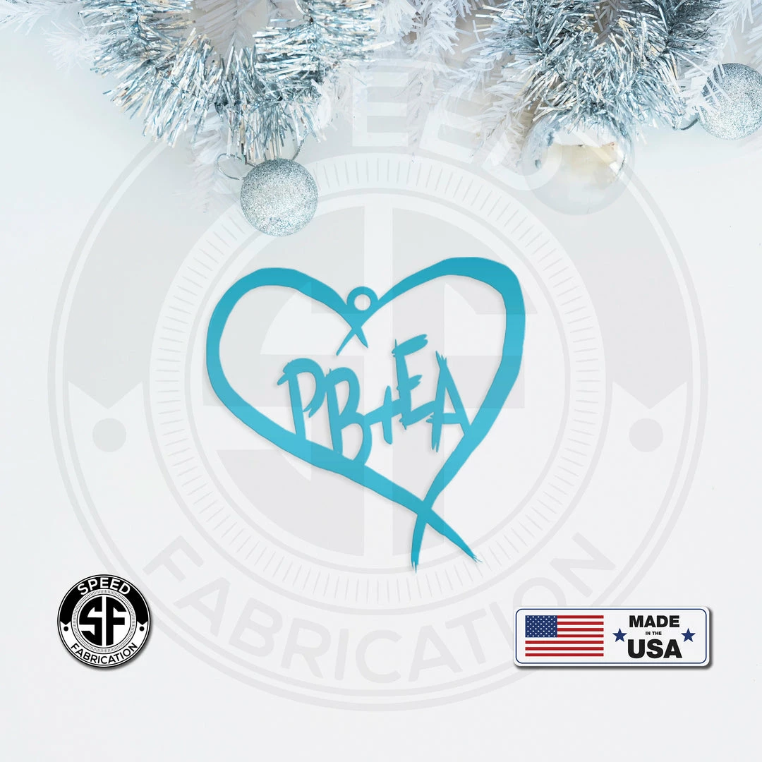 Speed Fabrication Personalized Carved Heart Initials Metal Christmas/Holiday Ornament Heart/Love Metal Signs