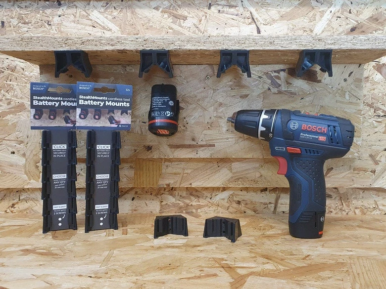 Speed Fabrication Tool Organization Stealth Mounts Bosch 10.8V 12V Battery Mounts