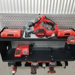 Speed Fabrication Most Popular Double Metal Shelf Tool Organizer With Battery Rack And Power Strip -Univeral Brands