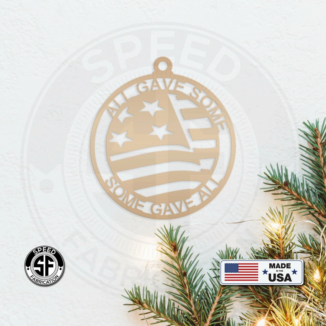 Speed Fabrication Assorted Patriotic American Veteran Metal Christmas Ornament