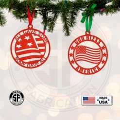 Speed Fabrication Assorted Patriotic American Veteran Metal Christmas Ornament