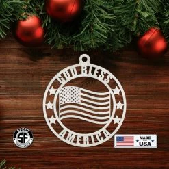 Speed Fabrication Assorted Patriotic American Veteran Metal Christmas Ornament
