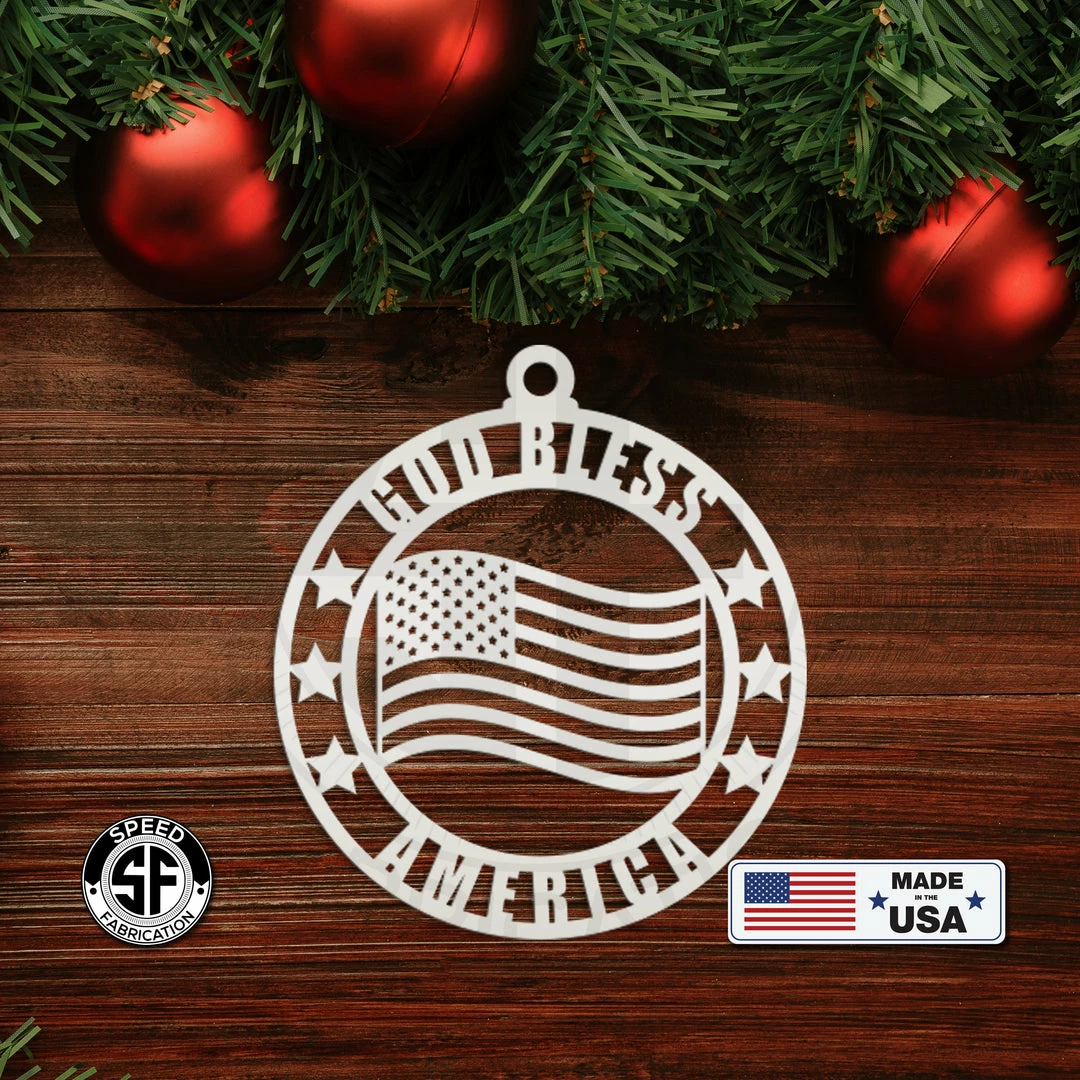 Speed Fabrication Assorted Patriotic American Veteran Metal Christmas Ornament