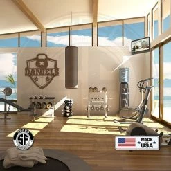 Speed Fabrication Fitness/Gym Metal Signs Personalized Family Name Home Gym Kettlebell And Barbell Metal Sign