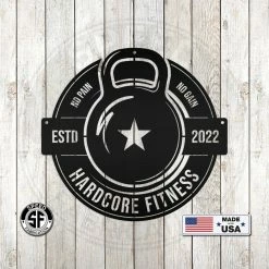 Speed Fabrication Fitness/Gym Metal Signs Personalized Gym Name With Established Date Kettlebell Metal Sign