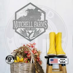 Speed Fabrication Farm Metal Signs Personalized Corn And Combine With Established Date Metal Sign