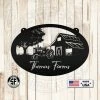 Speed Fabrication Personalized Antique Tractor And Barn Farm Scene Metal Sign