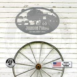 Speed Fabrication Personalized Tractor And Wagon Farm Scene With Established Date Metal Sign